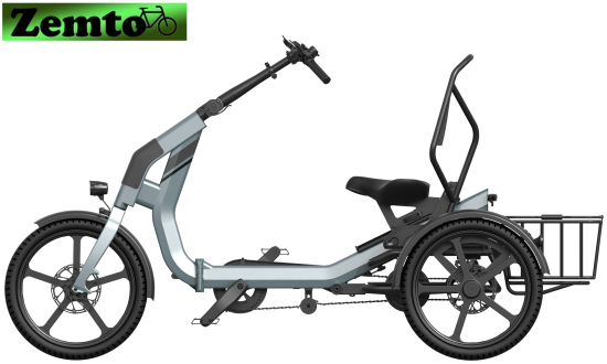 Preview: Elektro Dreirad Zemto-CHILL , 48V, 644 WH, 80 NM Grau-blau